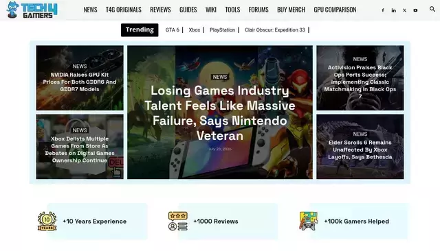 tech4gamers.com homepage screenshot