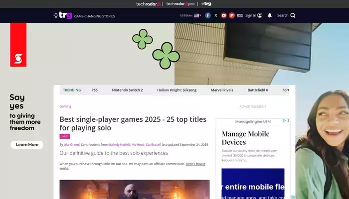 techradar.com homepage screenshot