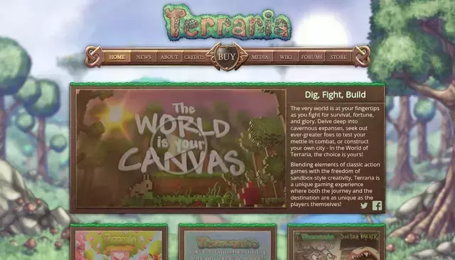 terraria.org homepage screenshot