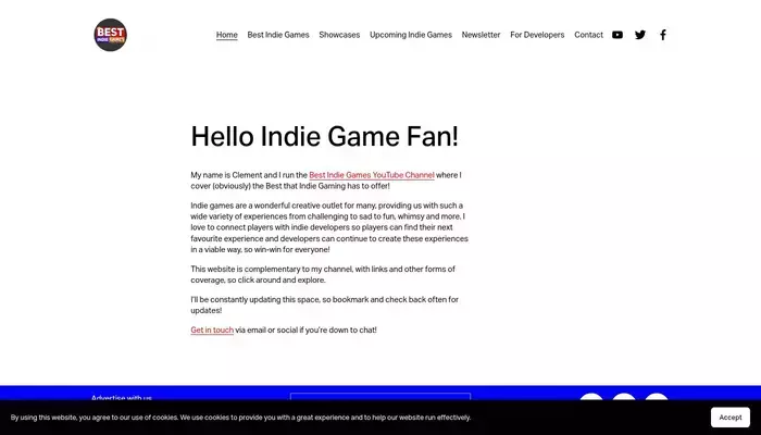 thebestindiegames.com homepage screenshot