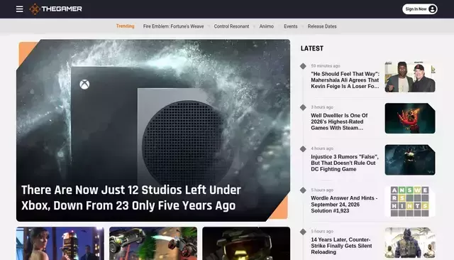 thegamer.com homepage screenshot