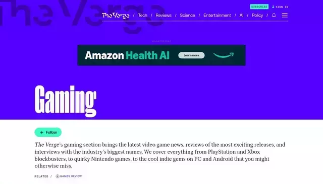 theverge.com homepage screenshot