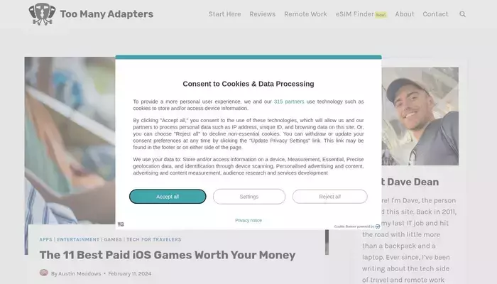 toomanyadapters.com homepage screenshot