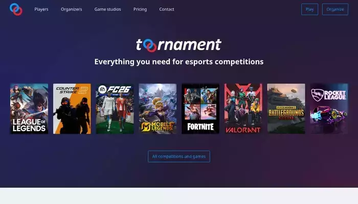 toornament.com homepage screenshot