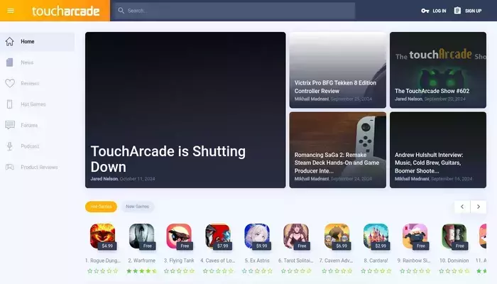 toucharcade.com homepage screenshot