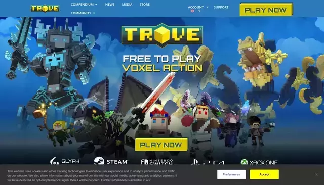 trovegame.com homepage screenshot