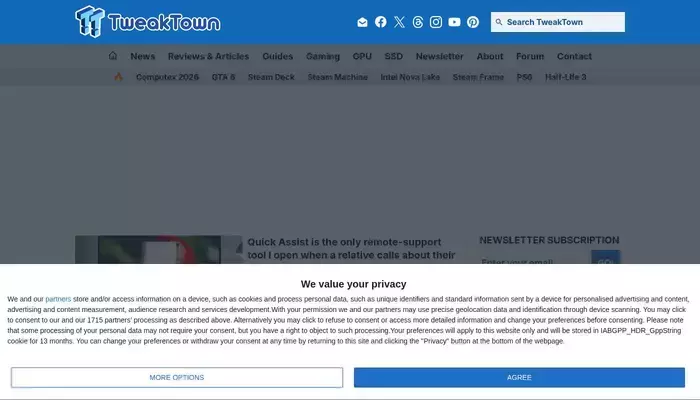 tweaktown.com homepage screenshot