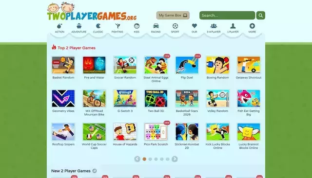 twoplayergames.org homepage screenshot