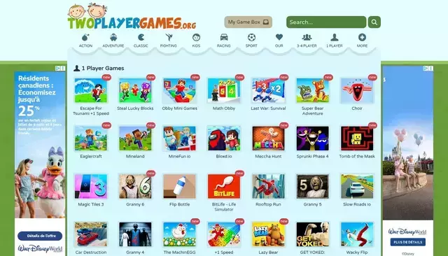 twoplayergames.org homepage screenshot