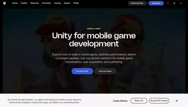 unity.com homepage screenshot