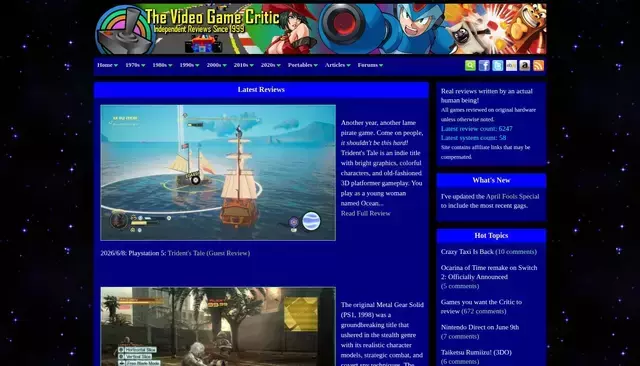 videogamecritic.com homepage screenshot