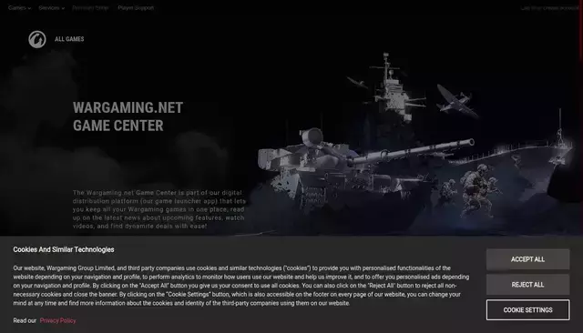 wargaming.net homepage screenshot