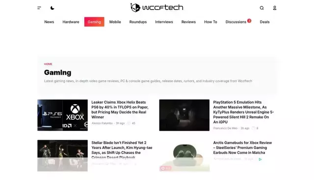 wccftech.com homepage screenshot