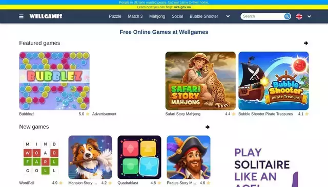 wellgames.com homepage screenshot