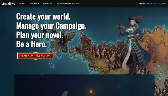 worldanvil.com homepage screenshot