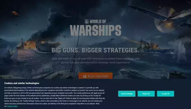 worldofwarships.com homepage screenshot