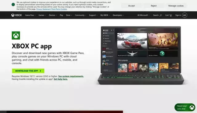 xbox.com homepage screenshot