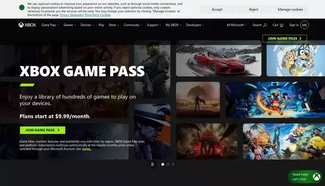 xbox.com homepage screenshot