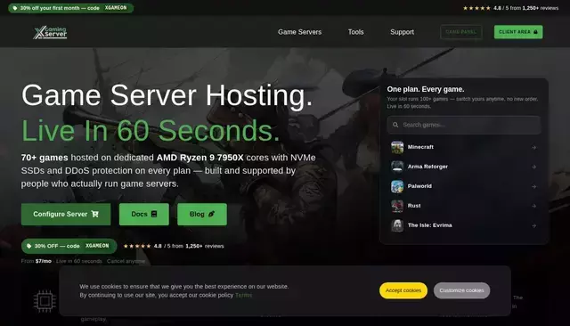 xgamingserver.com homepage screenshot