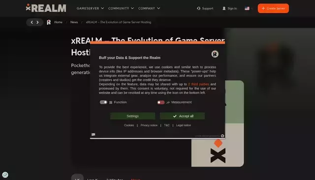 xrealm.com homepage screenshot
