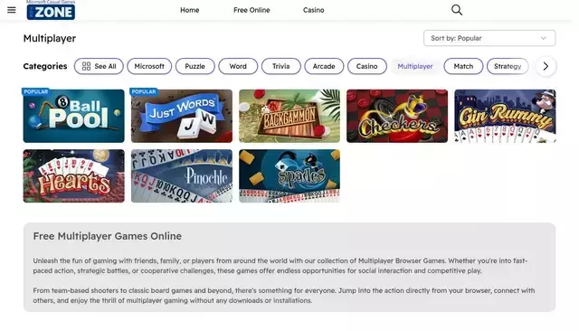 zone.msn.com homepage screenshot